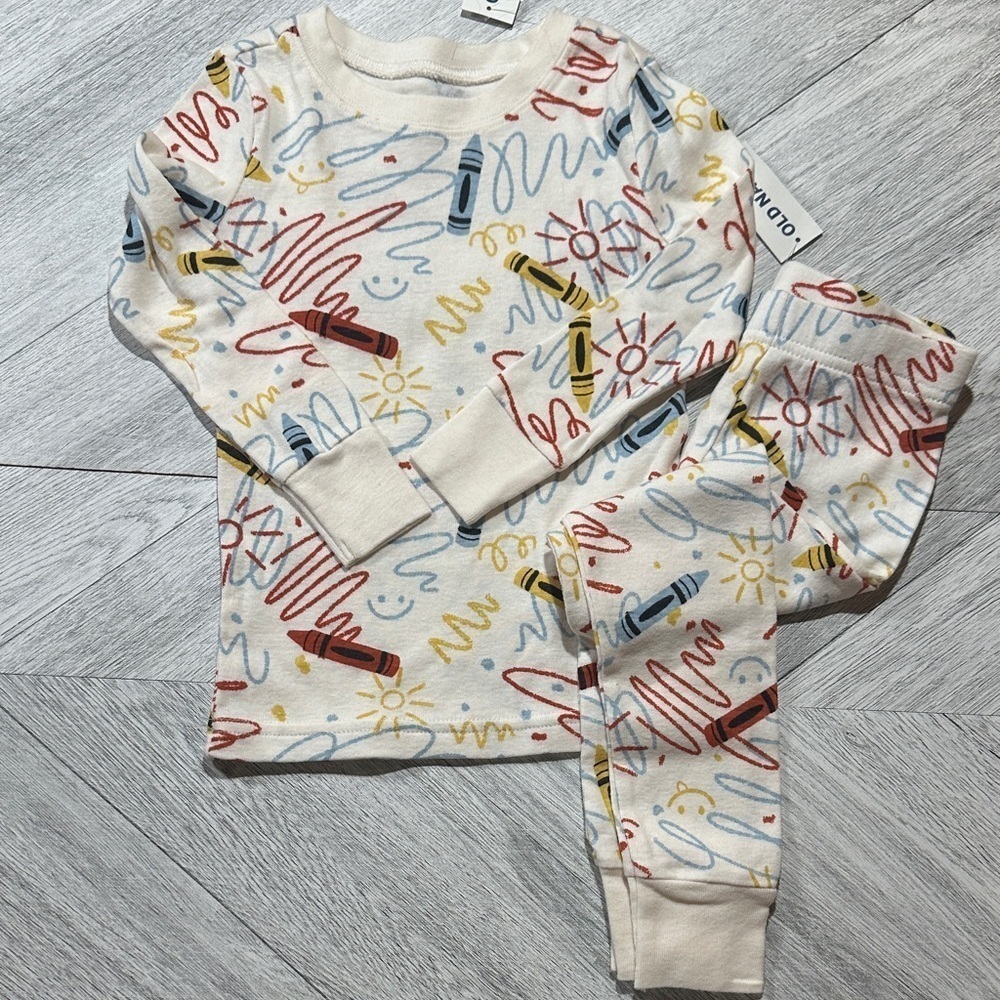 Old Navy - Colorful Crayon Print Kids Pajamas 2T